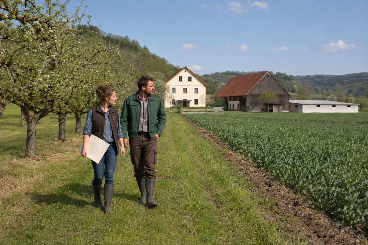 Hofnachfolger besichtigen einen gemischten landwirtschaftlichen Vollerwerbsbetrieb